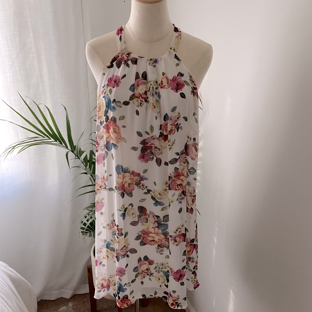 Large Flowy white and floral dress